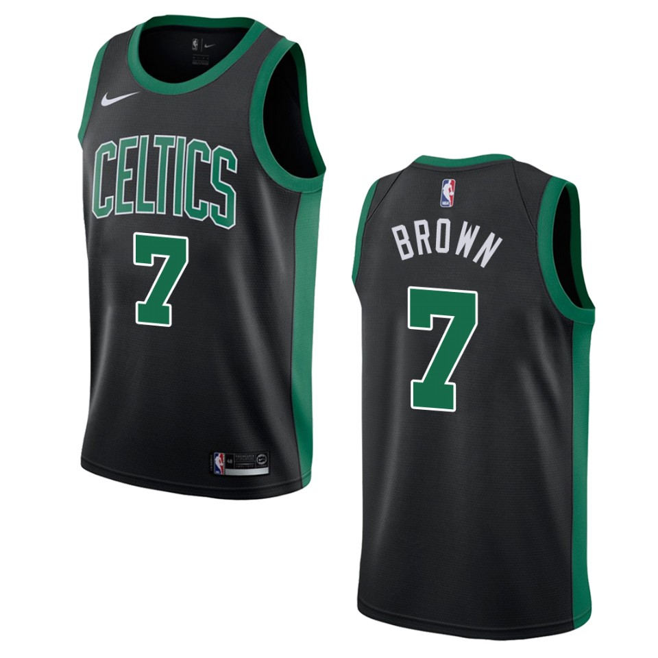 Men's Boston Celtics Jaylen Brown #7 Swingman Statement Black Jersey 2401FAHG